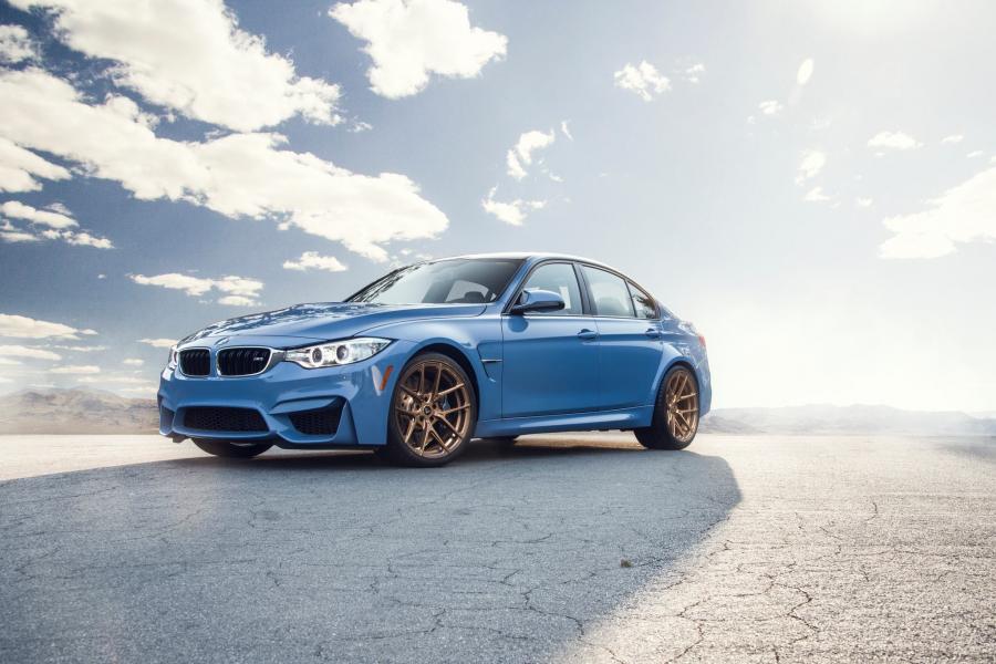 BMW M3 Sedan Sky Blue on Vorsteiner Wheels (V-FF 101) '2016